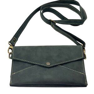 Portland Leather Goods Envelope Clutch Crossbody Bag Gray Convertible